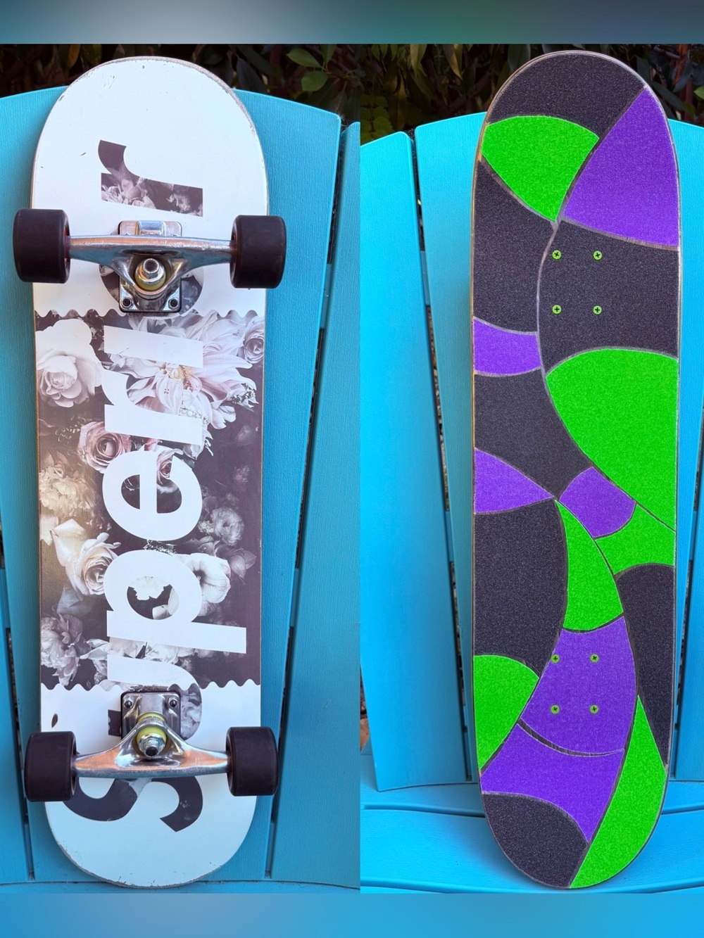 Superior Skateboards Floral Black & White Complete Skateboard - Mini Logo Trucks